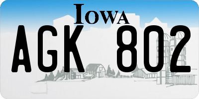 IA license plate AGK802