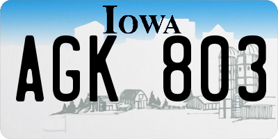 IA license plate AGK803