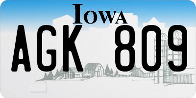 IA license plate AGK809