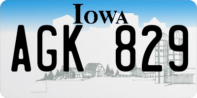 IA license plate AGK829