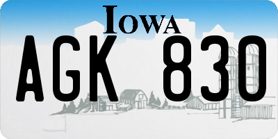 IA license plate AGK830