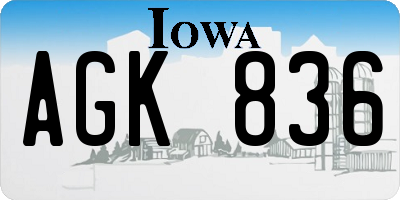 IA license plate AGK836