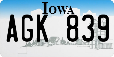 IA license plate AGK839