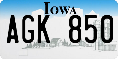 IA license plate AGK850