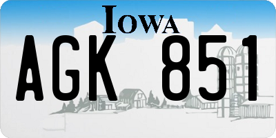 IA license plate AGK851