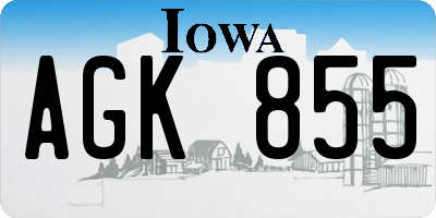 IA license plate AGK855