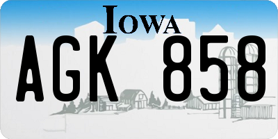 IA license plate AGK858