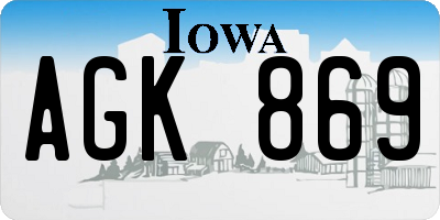 IA license plate AGK869
