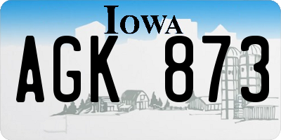 IA license plate AGK873