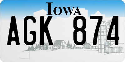 IA license plate AGK874