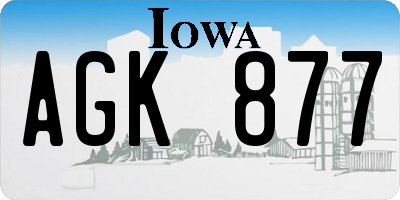 IA license plate AGK877