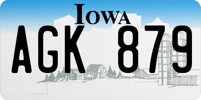 IA license plate AGK879