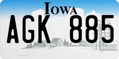IA license plate AGK885