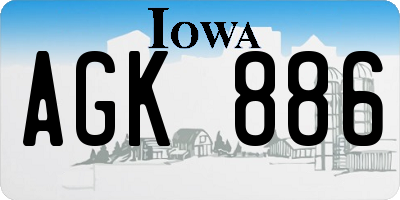 IA license plate AGK886