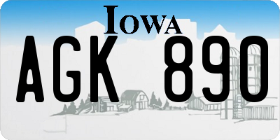 IA license plate AGK890