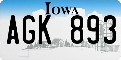 IA license plate AGK893