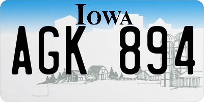 IA license plate AGK894
