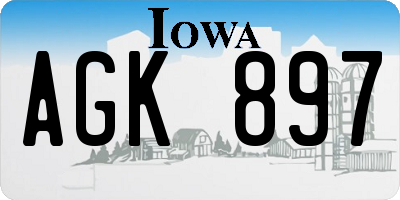 IA license plate AGK897