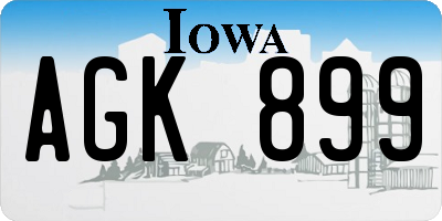 IA license plate AGK899