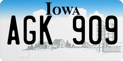 IA license plate AGK909