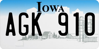 IA license plate AGK910
