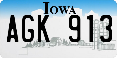 IA license plate AGK913