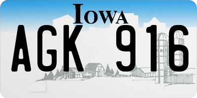 IA license plate AGK916