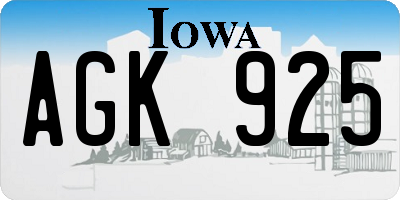IA license plate AGK925