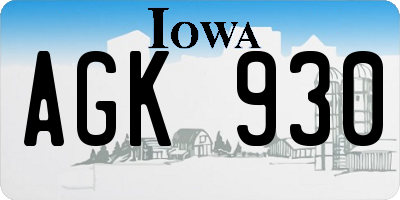 IA license plate AGK930