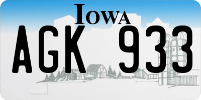 IA license plate AGK933