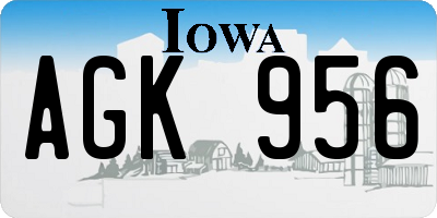 IA license plate AGK956