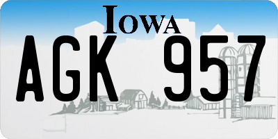 IA license plate AGK957