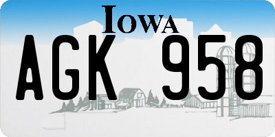 IA license plate AGK958