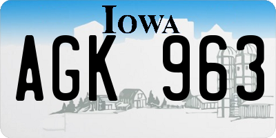 IA license plate AGK963