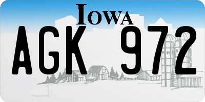 IA license plate AGK972
