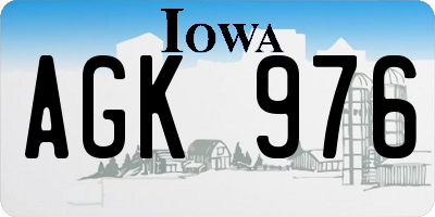 IA license plate AGK976