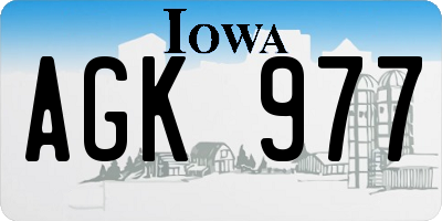 IA license plate AGK977