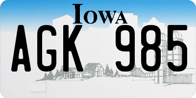 IA license plate AGK985