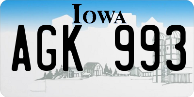 IA license plate AGK993
