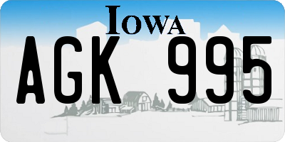 IA license plate AGK995