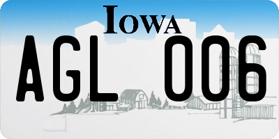 IA license plate AGL006