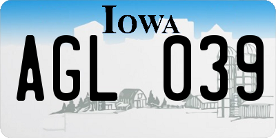 IA license plate AGL039