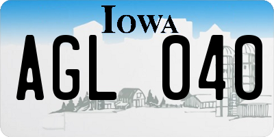 IA license plate AGL040