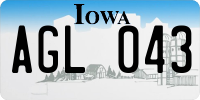 IA license plate AGL043