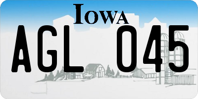 IA license plate AGL045