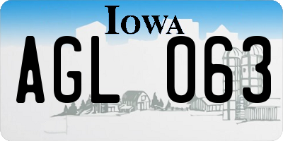 IA license plate AGL063