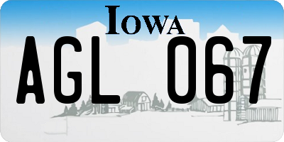 IA license plate AGL067
