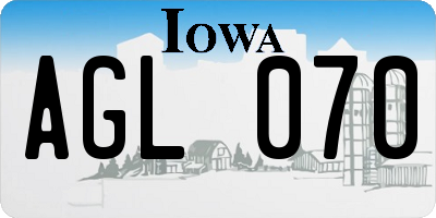IA license plate AGL070