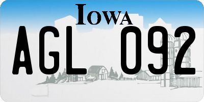 IA license plate AGL092