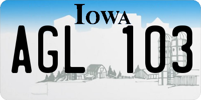 IA license plate AGL103